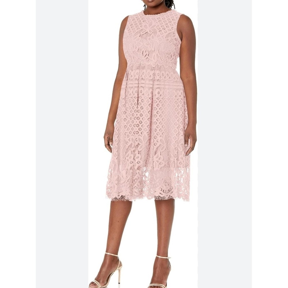 VEIISAR Blush Pink Lace Fit & Flare Cocktail Dress Sleeveless NWT